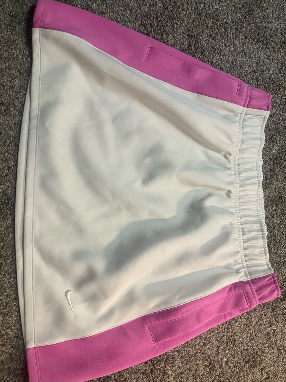 Nike Women’s White and Pink Athletic Shorts with Elastic Waist